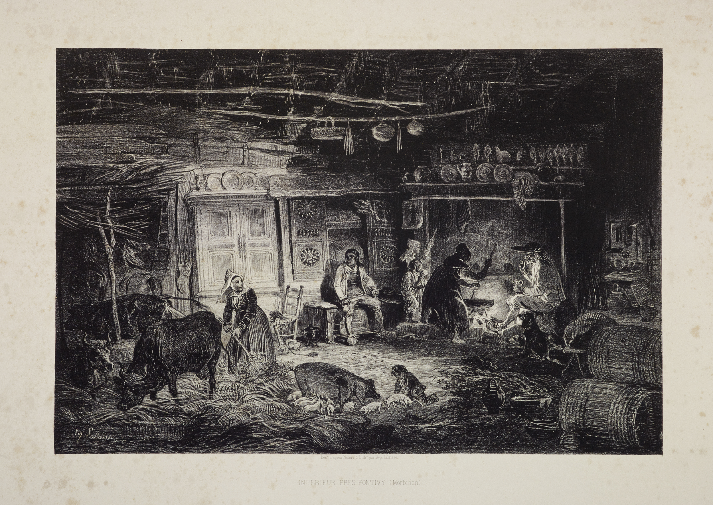 Intérieur d'une ferme bretonne.